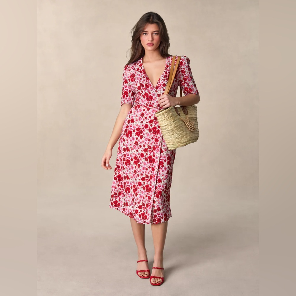Rouje Red Floral Midi Dress